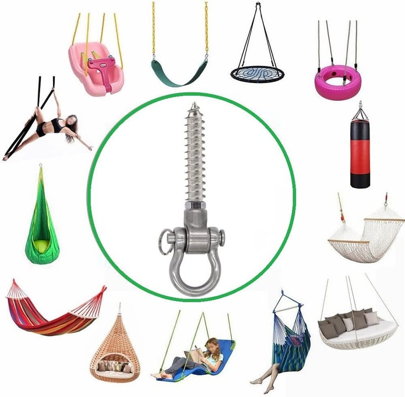 Dakzhou 2 Permanent Anti Rust Bearing Hanger Heavy Duty, 1500 LBS, 180° Swing Hardware, for Yoga Hammock Chair sandbag Playground Accessories - Image 4